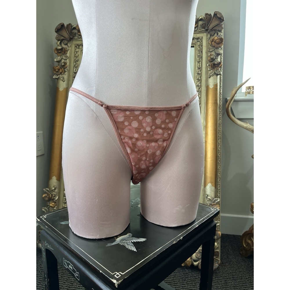 Vintage Y2K Victoria's Secret Pink Bubble Dot Micro Mesh Thong Panty
